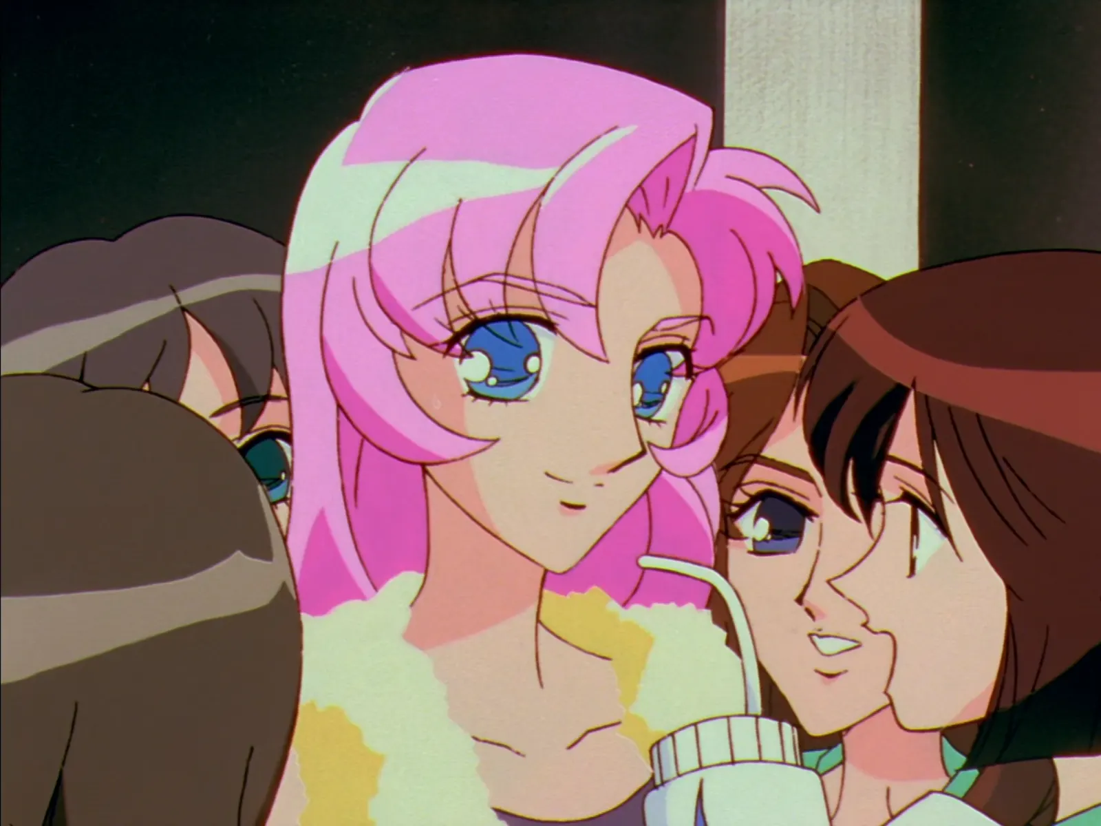 Utena surrounded by squealing fangirls.