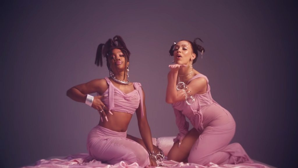 Screenshot from the music video for Doja Cat and SZA's "Kiss Me More"