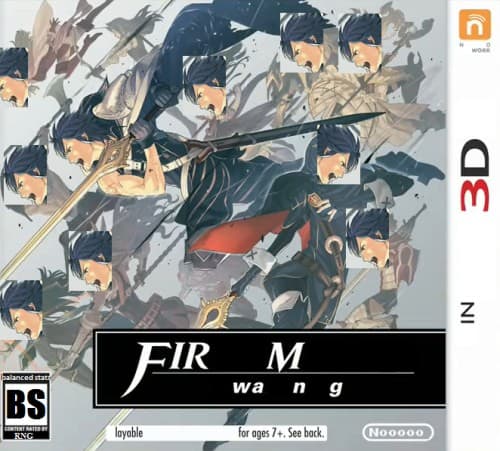Old Dumb meme editing the title of fire emblem Awakening to FIRM WANG