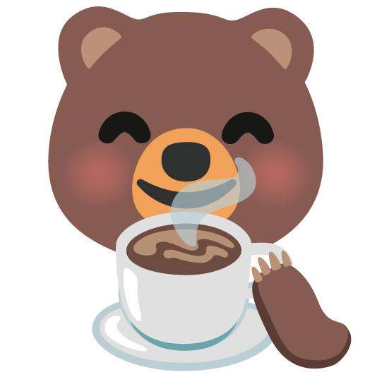 Bear enjoying the smell of a hot beverage Tea, cocoa, or coffee